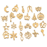 20pcs Stainless Steel Crown Feather Butterfly Key Charms for DIY Jewelry Making