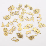20pcs Stainless Steel Crown Feather Butterfly Key Charms for DIY Jewelry Making