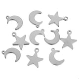 20pcs Stainless Steel Moon Star Charms Pendants for DIY Earring Jewelry
