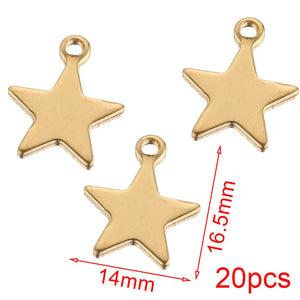 20pcs Stainless Steel Moon Star Charms Pendants for DIY Earring Jewelry
