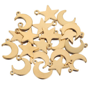 20pcs Stainless Steel Moon Star Charms Pendants for DIY Earring Jewelry