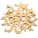 20pcs Stainless Steel Moon Star Charms Pendants for DIY Earring Jewelry