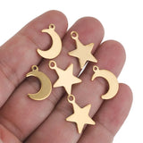 20pcs Stainless Steel Moon Star Charms Pendants for DIY Earring Jewelry