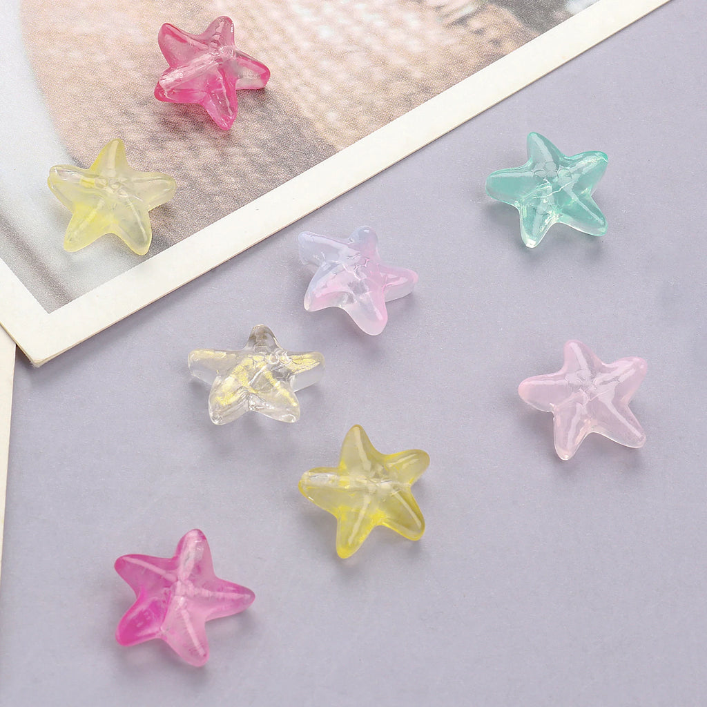 20pcs Starfish Lampwork Glass Beads Colorful for Jewelry Making