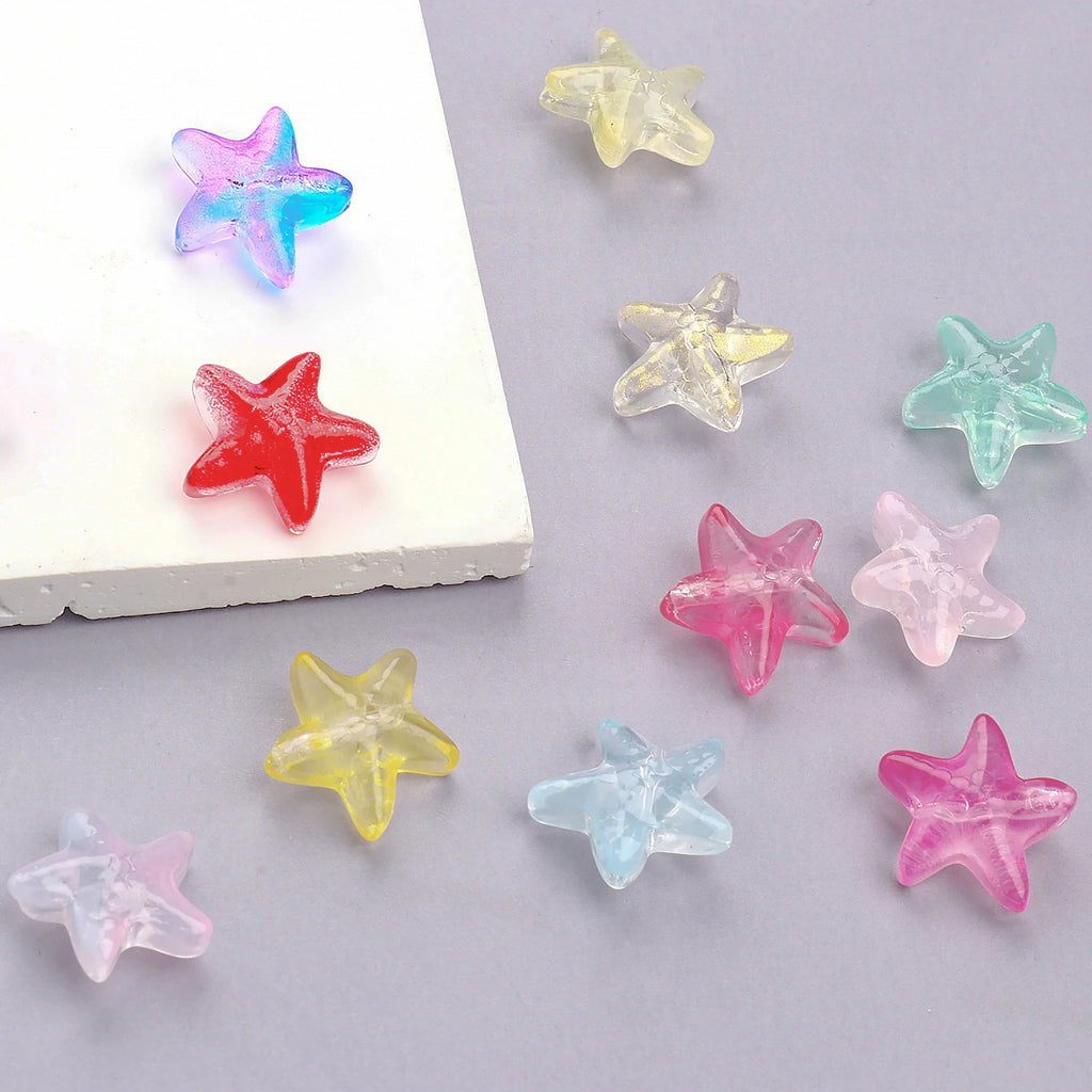 20pcs Starfish Lampwork Glass Beads Colorful for Jewelry Making