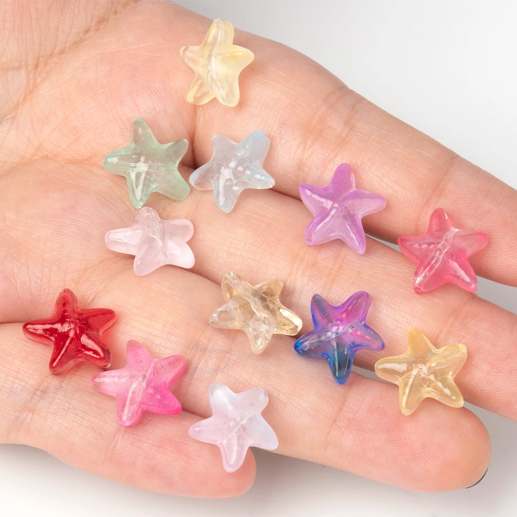 20pcs Starfish Lampwork Glass Beads Colorful for Jewelry Making