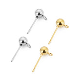 20pcs Surgical Stainless Steel 3-6mm Round Ball Earrings Stud Post with Loop