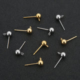 20pcs Surgical Stainless Steel 3-6mm Round Ball Earrings Stud Post with Loop