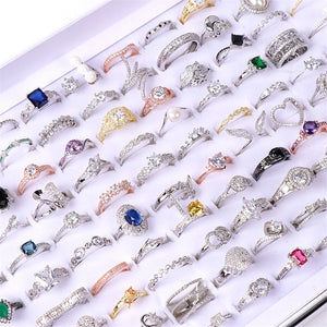 20pcs/lot Zircon Rings Mix Style Wedding Engagement Jewelry