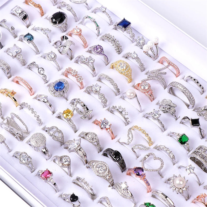 20pcs/lot Zircon Rings Mix Style Wedding Engagement Jewelry