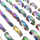 20pcs/lot Rainbow Steel Wedding Band Ring Men Classic Finger Jewelry