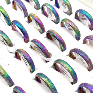 20pcs/lot Rainbow Steel Wedding Band Ring Men Classic Finger Jewelry