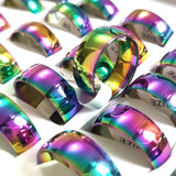 20pcs/lot Rainbow Steel Wedding Band Ring Men Classic Finger Jewelry