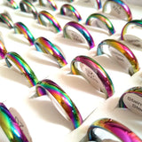 20pcs/lot Rainbow Steel Wedding Band Ring Men Classic Finger Jewelry