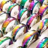 20pcs/lot Rainbow Steel Wedding Band Ring Men Classic Finger Jewelry