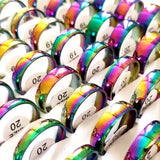 20pcs/lot Rainbow Steel Wedding Band Ring Men Classic Finger Jewelry