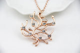 Beauty and the Beast Rose Tree Pendant Necklace Set, Valentine's Day Gift