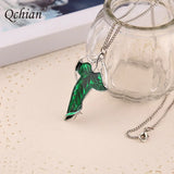 20pcs Zinc Alloy Green Leaf Necklace Elf Prince Princess Pendant