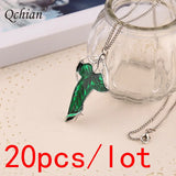 20pcs Zinc Alloy Green Leaf Necklace Elf Prince Princess Pendant
