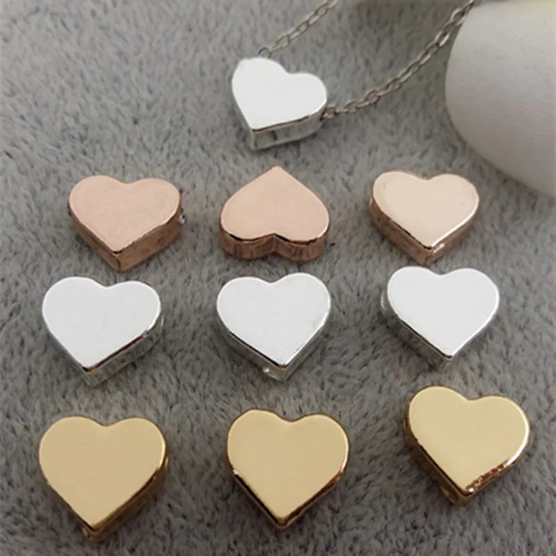20pcs Alloy Charms for DIY Jewelry Making Silver Heart Beads Spacer Bead