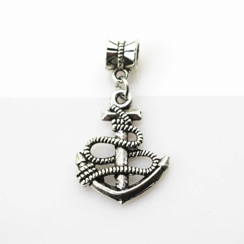 20pcs Anchor Charm Dangle Big Hole Beads European Pendant DIY Pendants