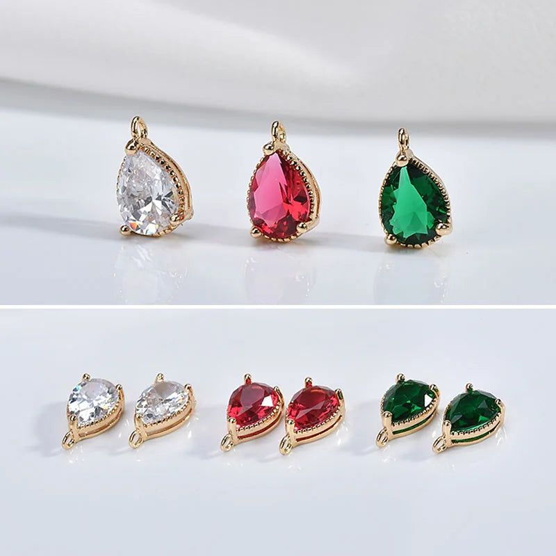 20pcs Zircon Decor Geometry Alloy Charms DIY Jewelry Pendant