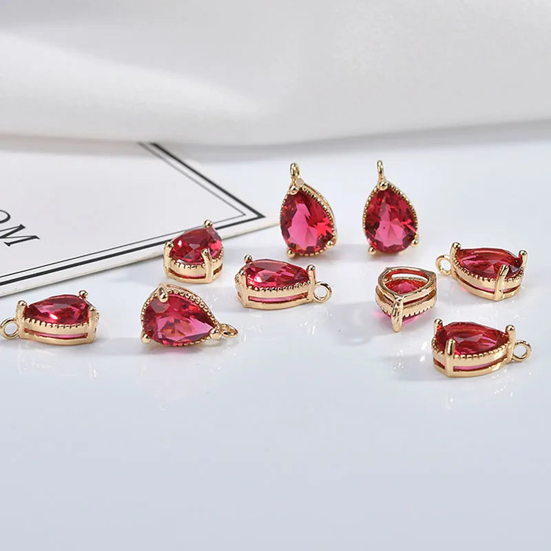 20pcs Zircon Decor Geometry Alloy Charms DIY Jewelry Pendant
