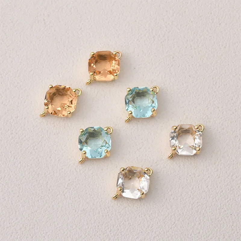 20pcs Print Glass Irregular Square Charm DIY Jewelry Accessory