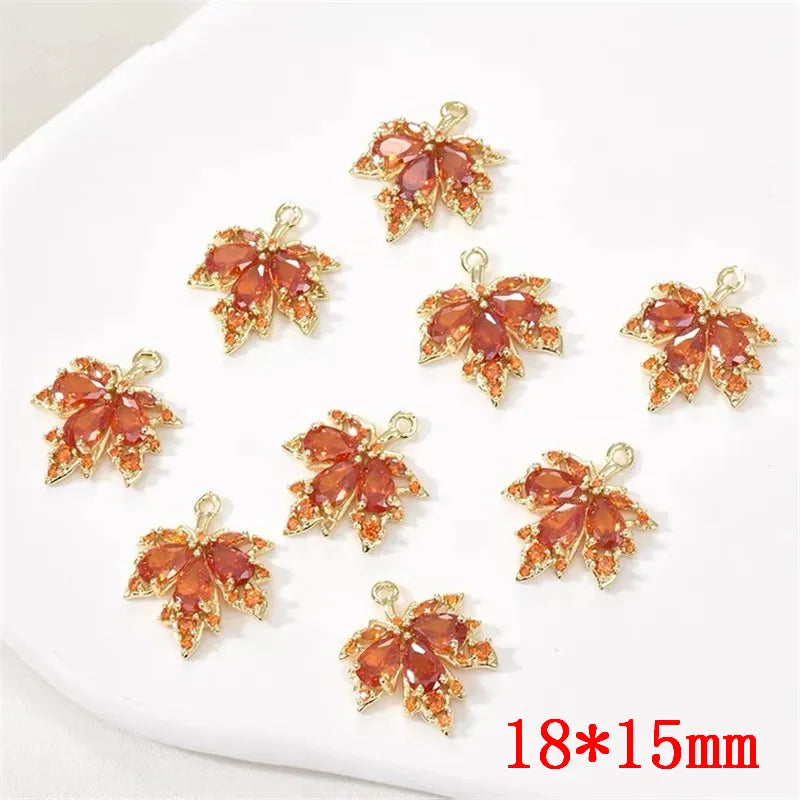 20pcs Maple Leaf Zircon Charms for DIY Jewelry Earrings/Garments