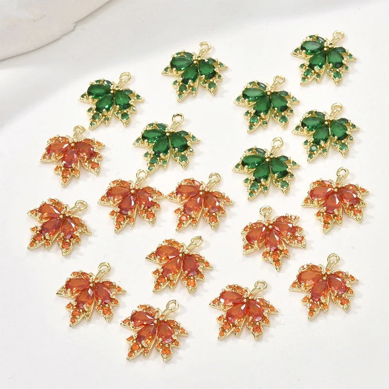20pcs Maple Leaf Zircon Charms for DIY Jewelry Earrings/Garments
