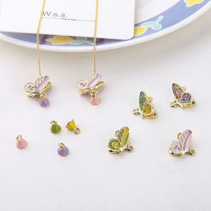 20pcs Enamel Flower Charm Oil Drop Butterfly Pendant DIY Necklace