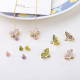 20pcs Enamel Flower Charm Oil Drop Butterfly Pendant DIY Necklace