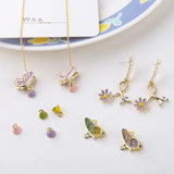 20pcs Enamel Flower Charm Oil Drop Butterfly Pendant DIY Necklace