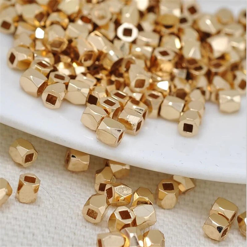 20pcs Plated Brass Square Spacer Beads for DIY Jewelry Making