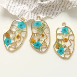 20pcs/lot Natural Dried Flowers Epoxy Girls Face Shape Alloy Charms