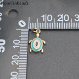 20pcs Nickel Rhodium Plating Enamel Turtle Bracelet Charms