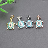 20pcs Nickel Rhodium Plating Enamel Turtle Bracelet Charms