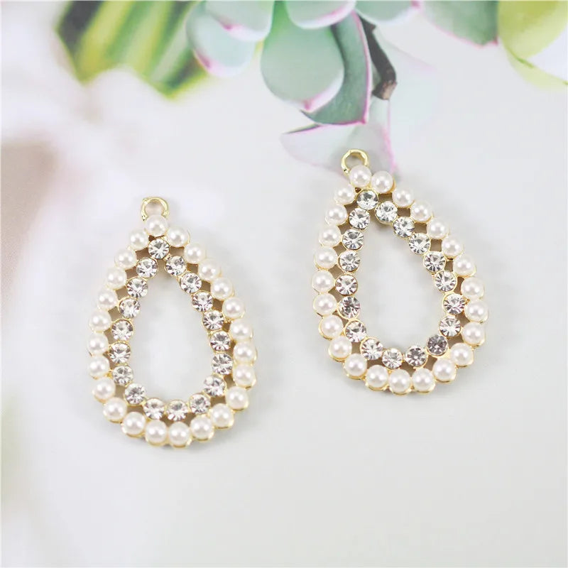 20pcs Triangle Charm Water Drop Pearl Hair Accessories DIY Fittings