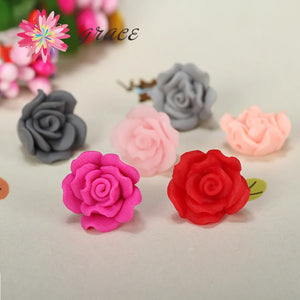 20pcs 15mm Polymer Clay Rose Flower Beads DIY Jewelry Materials