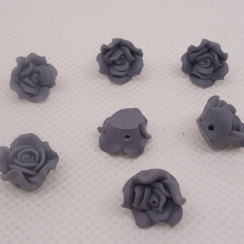 20pcs 15mm Polymer Clay Rose Flower Beads DIY Jewelry Materials