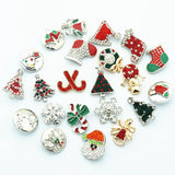 20pcs Christmas Snap Buttons Rhinestone Santa Claus Sock Tree Snowman 18MM