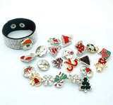 20pcs Christmas Snap Buttons Rhinestone Santa Claus Sock Tree Snowman 18MM