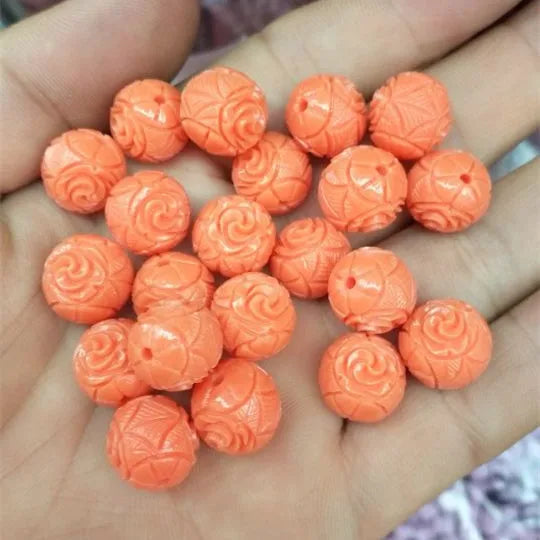 20pcs 12mm Flower Beads Clay Round Ball Jewelry Findings for Women Bracelets