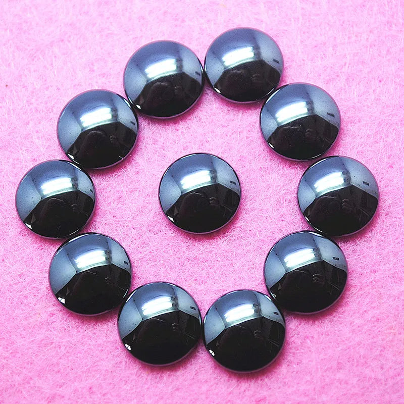 20pcs Hematite Stone Cabochons Round Shape Beads 8mm-25mm