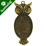 20pcs Owl Pendant Tray 25x35mm Oval Pendant Bezel Metal Filled Pendant Blank