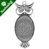 20pcs Owl Pendant Tray 25x35mm Oval Pendant Bezel Metal Filled Pendant Blank