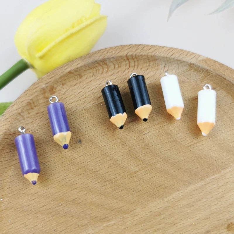 20pcs 3D Resin Colored Pencil Pendant Charms for Diy Jewelry Making