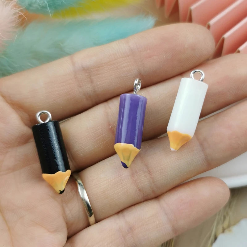 20pcs 3D Resin Colored Pencil Pendant Charms for Diy Jewelry Making