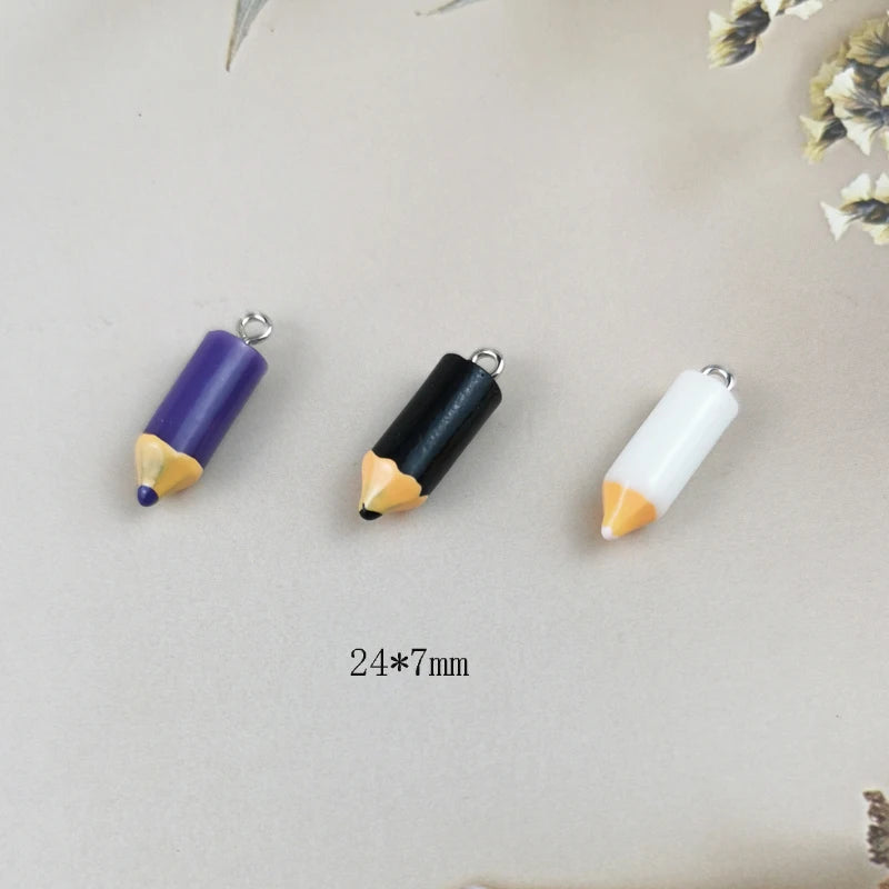20pcs 3D Resin Colored Pencil Pendant Charms for Diy Jewelry Making