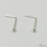 20pcs 925 Sterling Silver L Shape Nose Stud 1.5mm Ball Nose Piercing
